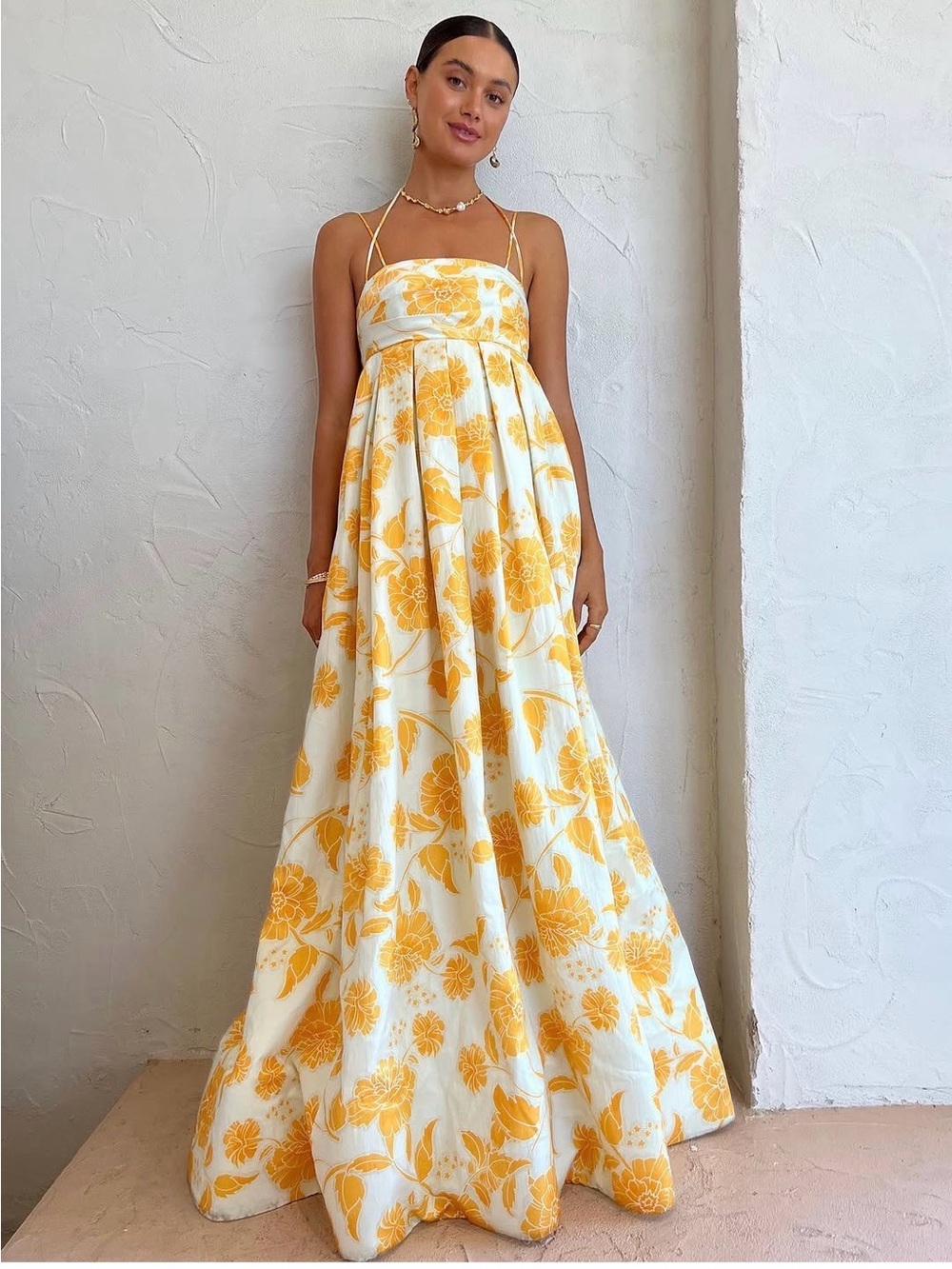 Leo Lin Marguerite Maxi Dress Anemone Ginger Size 10 (US size 6) New With Tags